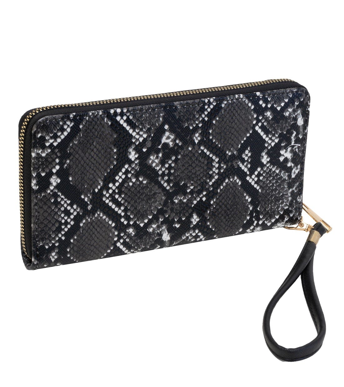 Rebecca & Rifka Slit Pocket Vegan Python Snakeskin Leather Zip Around Wallet