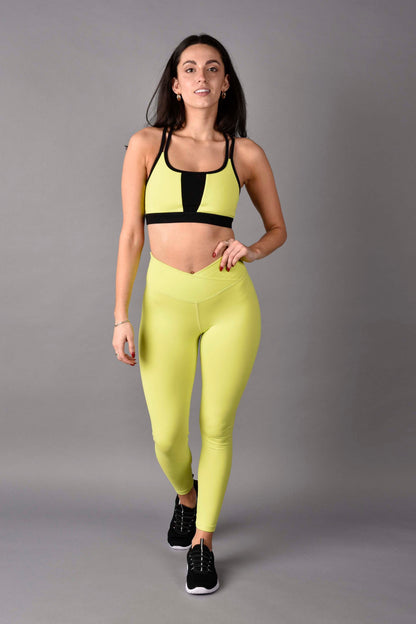 High Rise Matte Luxe Crossover 7/8 Legging in Neon