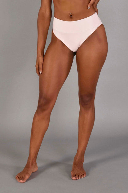 Highline Recycled Rib High Rise Bikini Bottom in Sugar Pink