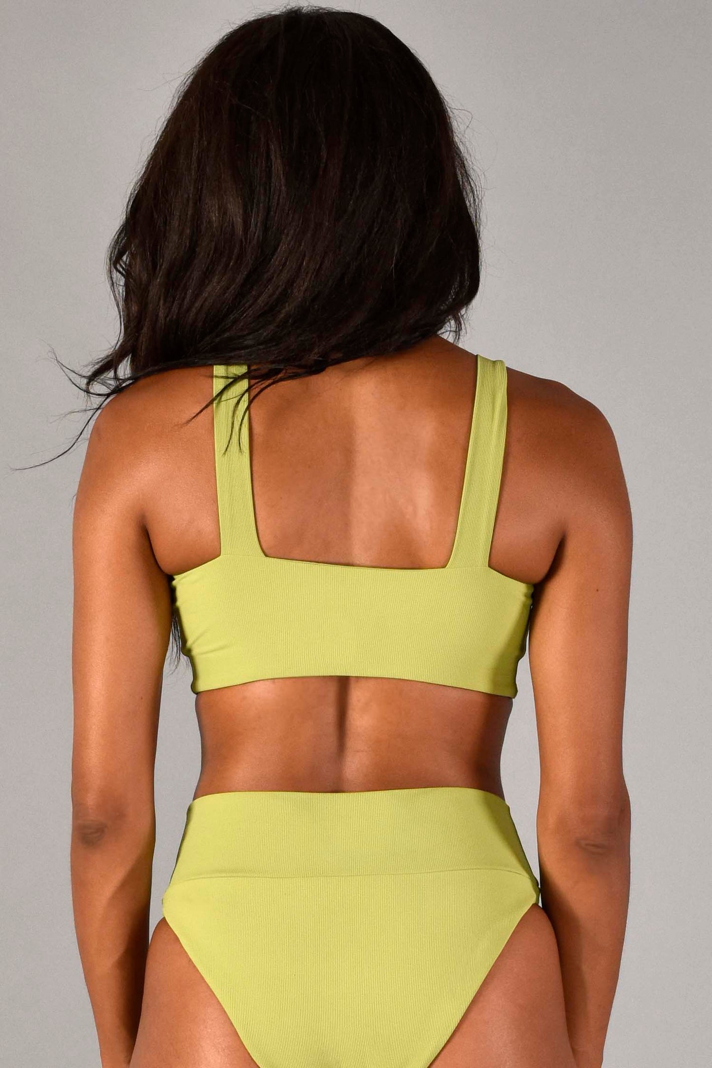 Jane Recycled Rib Sports Top in Leaf Green