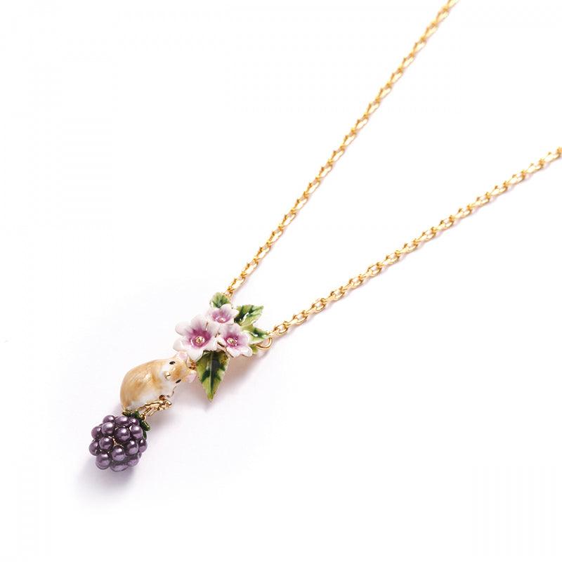 Whimsical Vine: Floral & Grape Cluster Wine Necklace