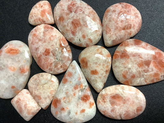 Sunstone Heliolite Cabochons (100 Grams)(8-12 pcs) Polished Gemstone Jewelry Cabs Supply