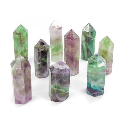 Rainbow Fluorite Crystal Point Tower Standing Obelisk Gemstone Decor