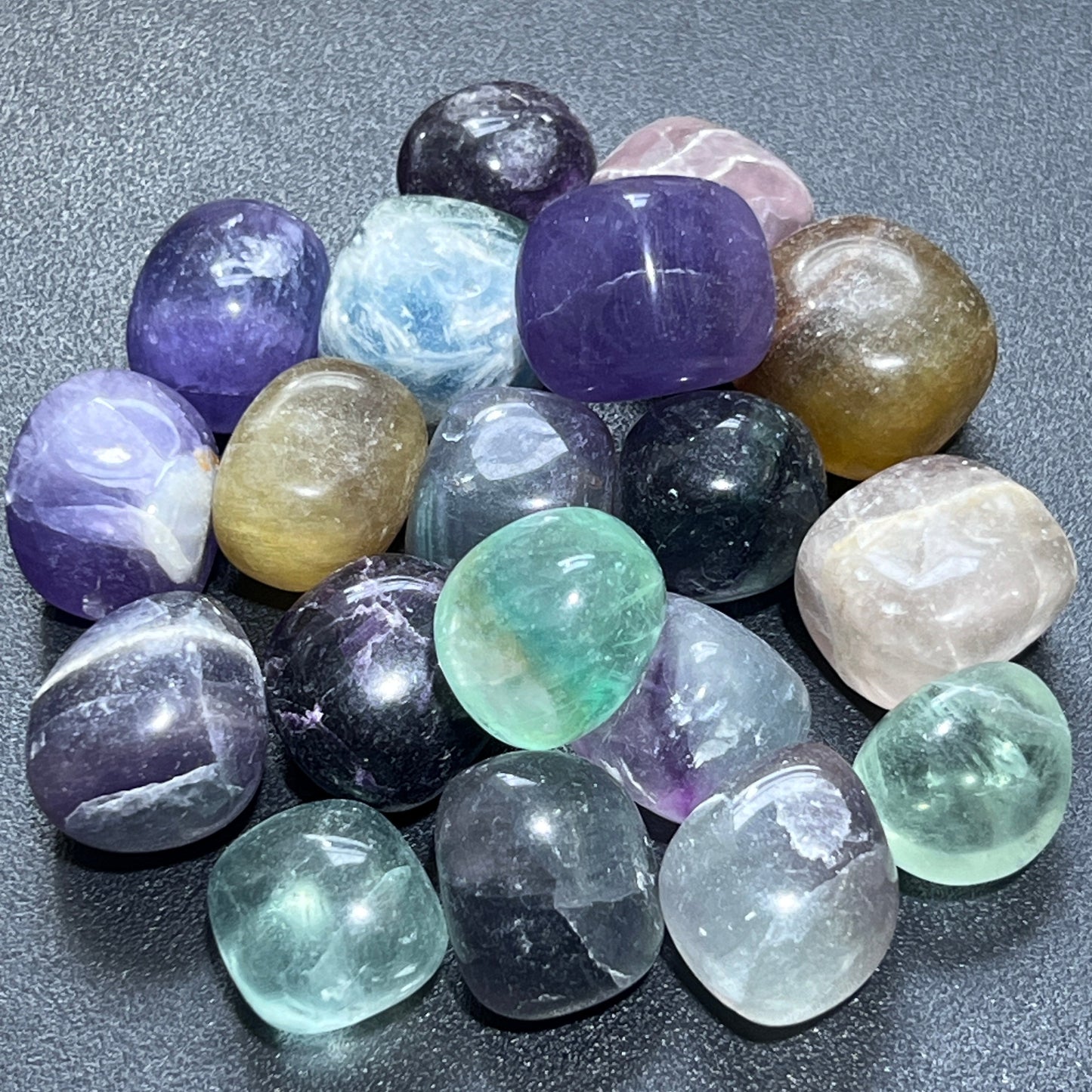 Fluorite (Mixed Quality) Tumbled (1 Kilo)(2.2 LBs) Bulk Wholesale Lot Polished Gemstones