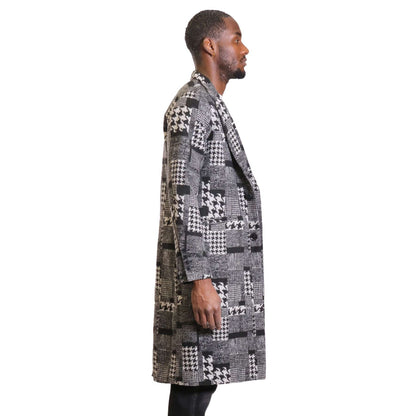 Neo black and white houndstooth pattern Wool Coat Jacket