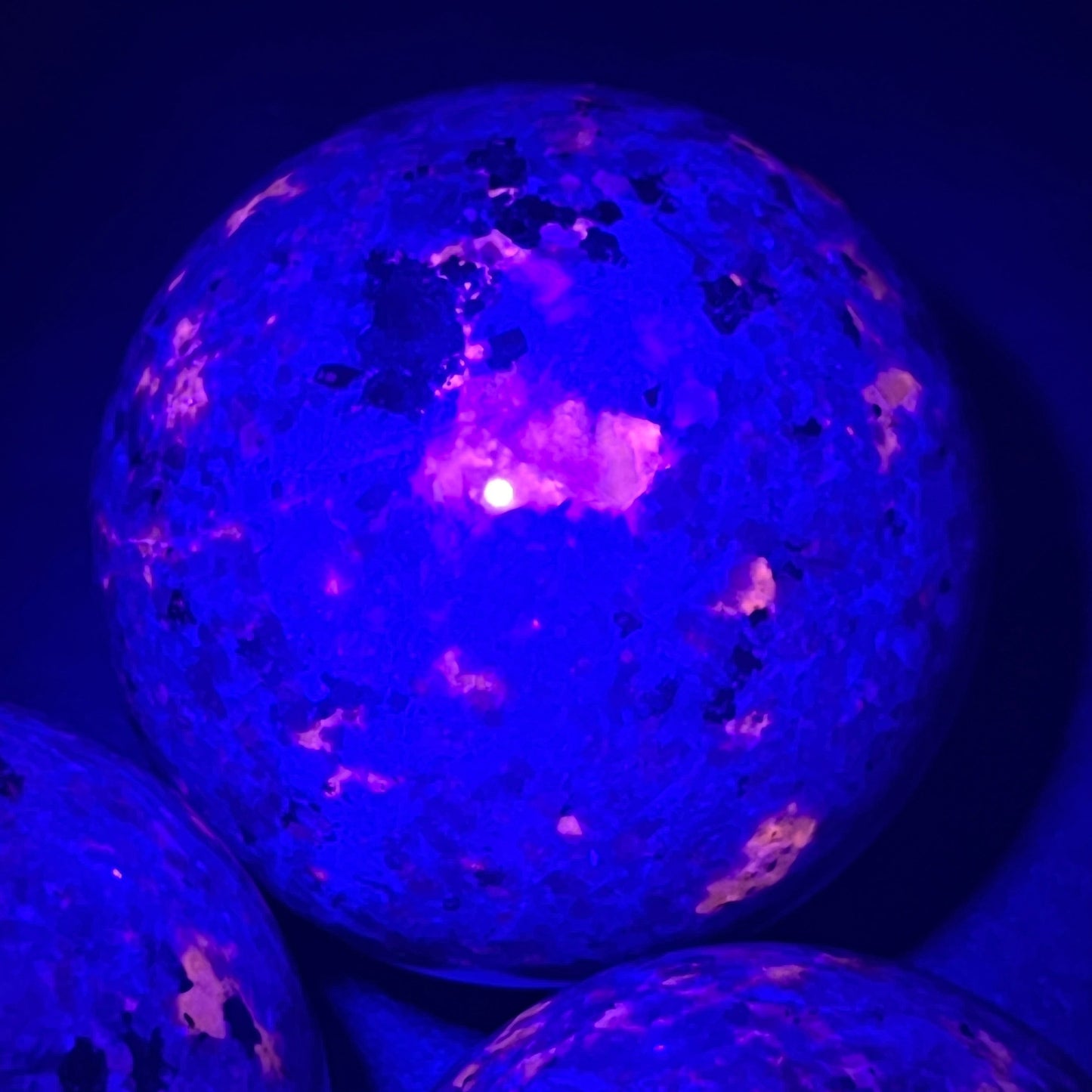 Syenite Sphere Large (2.5-3 Inches)( UV Reactive ) Large Carving Polished Orb Healing Crystals And Stones