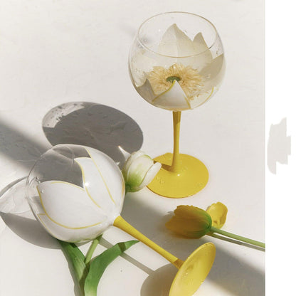 Spring Bloom Hand-Painted Decorative Wine Glasses