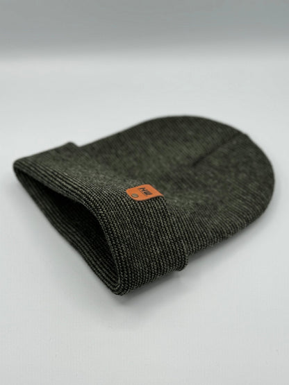 HW6118 HAAKWEAR Traditional Fusion Cuffed Beanie - Green/Black, Made in USA