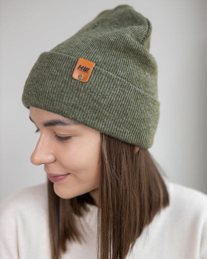 HAAKWEAR Knit Cuffed Beanie - Forest Green, Made in USA