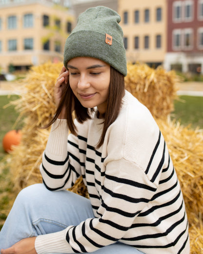 HAAKWEAR Knit Cuffed Beanie - Forest Green, Made in USA