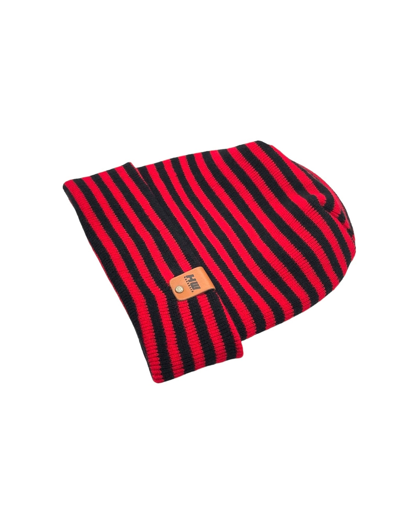 HW6095 HAAKWEAR Theta Stitch RORO Cuffed Beanie (Patent Pending Design)-Black/Red, Made in USA