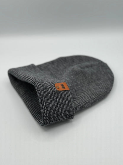 HW6118 HAAKWEAR Traditional Fusion Cuffed Beanie - Gray/Black, Made in USA