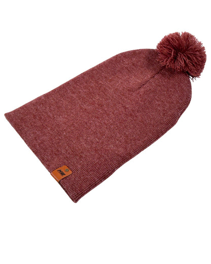 HW6071 HAAKWEAR Pom Pom Beanie - Made in USA - Rusty Burgundy