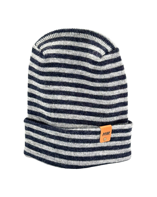 HW6095 HAAKWEAR Theta Stitch RORO Cuffed Beanie (Patent Pending Design)-Gray/Blue, Made in USA