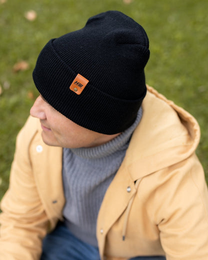 NEW HAAKWEAR Theta-Stitch Cuffed Beanie - Designed and Made in USA (Patent Pending Design) - Midnight Black