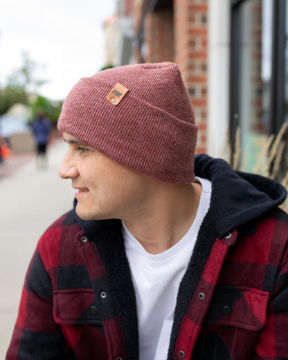 NEW HAAKWEAR Theta-Stitch Cuffed Beanie - Designed and Made in USA (Patent Pending Design) - Rusty Burgundy