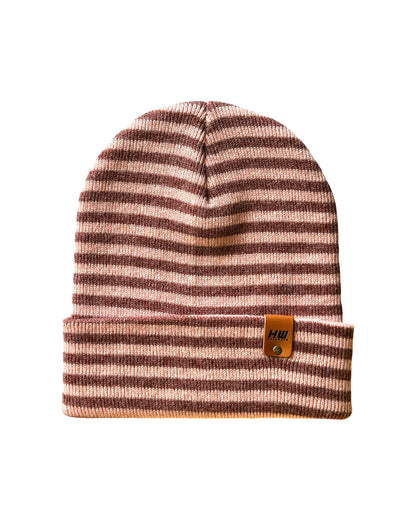 HW6064 HAAKWEAR Traditional RORO Cuffed Beanie - Pink/Burgundy, Made in USA