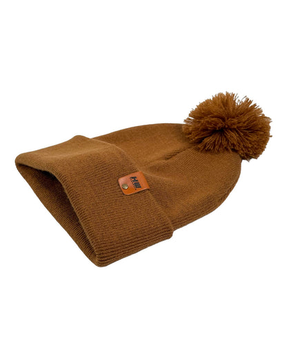 HW6071 HAAKWEAR Pom Pom Beanie - Made in USA- Camel Brown