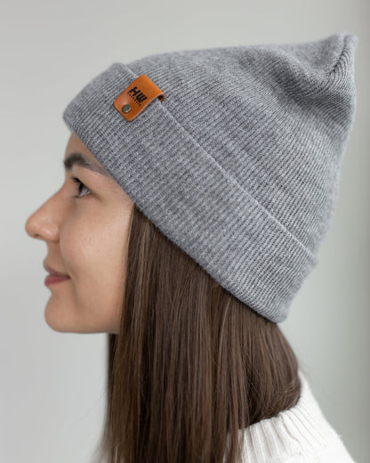 HAAKWEAR Knit Cuffed Beanie - Koala Gray, Made in USA