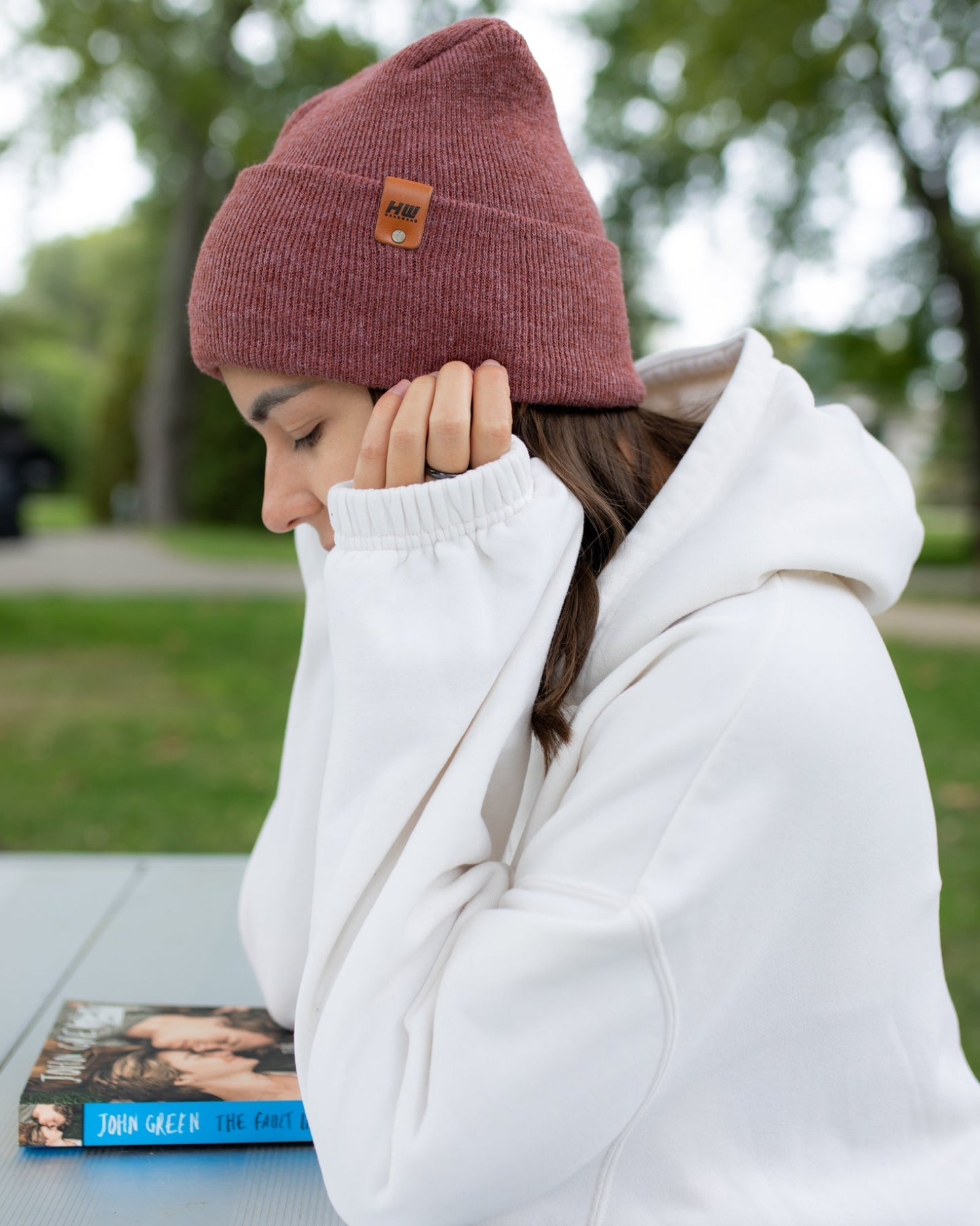 NEW HAAKWEAR Theta-Stitch Cuffed Beanie - Designed and Made in USA (Patent Pending Design) - Rusty Burgundy