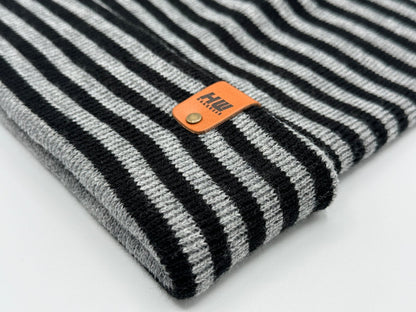 HW6064 HAAKWEAR Traditional RORO Cuffed Beanie - Gray/Black, Made in USA