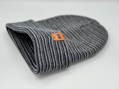 HW6088 HAAKWEAR Traditional Contrast Cuffed Beanie - Gray/Blue, Made in USA