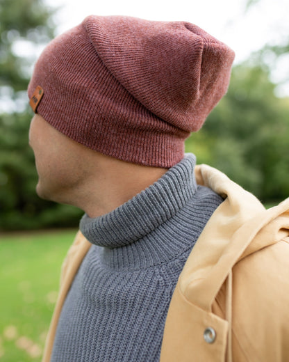 NEW HAAKWEAR Theta-Stitch Cuffed Beanie - Designed and Made in USA (Patent Pending Design) - Rusty Burgundy