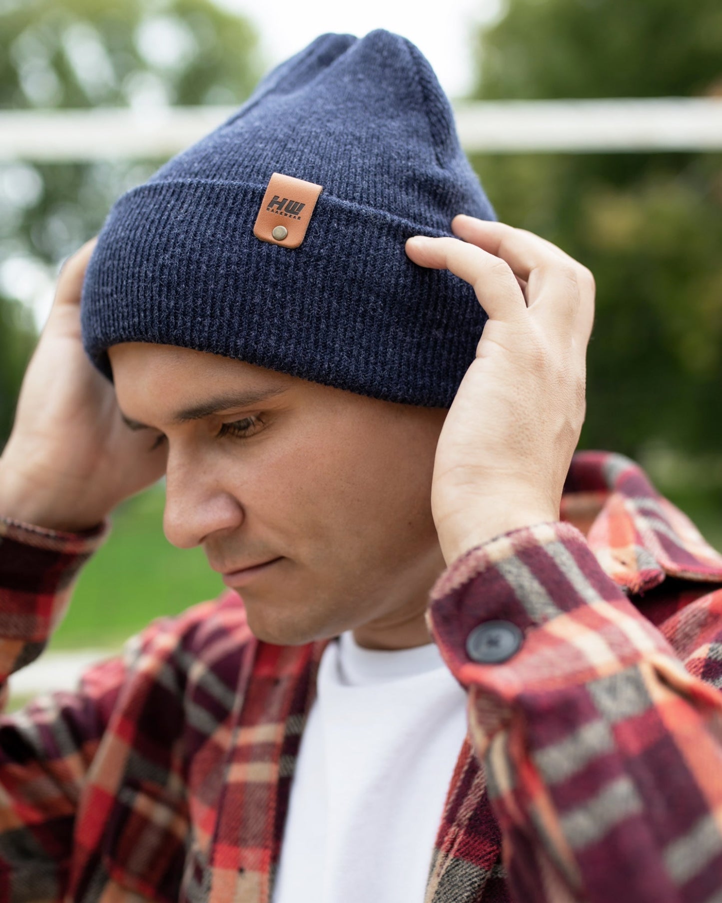 HAAKWEAR Knit Cuffed Beanie - Denim Blue, Made in USA