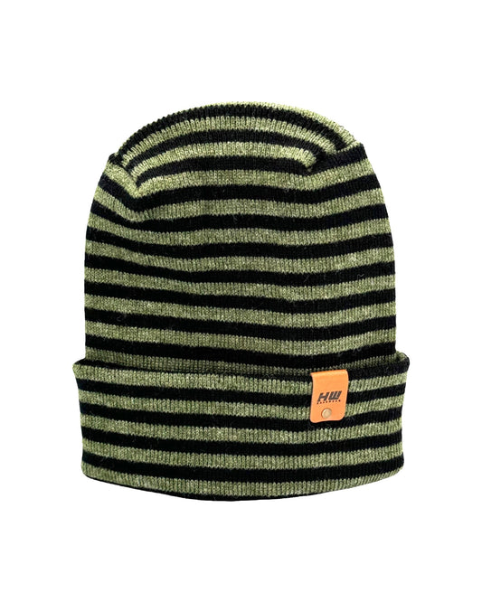 HW6095 HAAKWEAR Theta Stitch RORO Cuffed Beanie (Patent Pending Design)-Green/Black, Made in USA