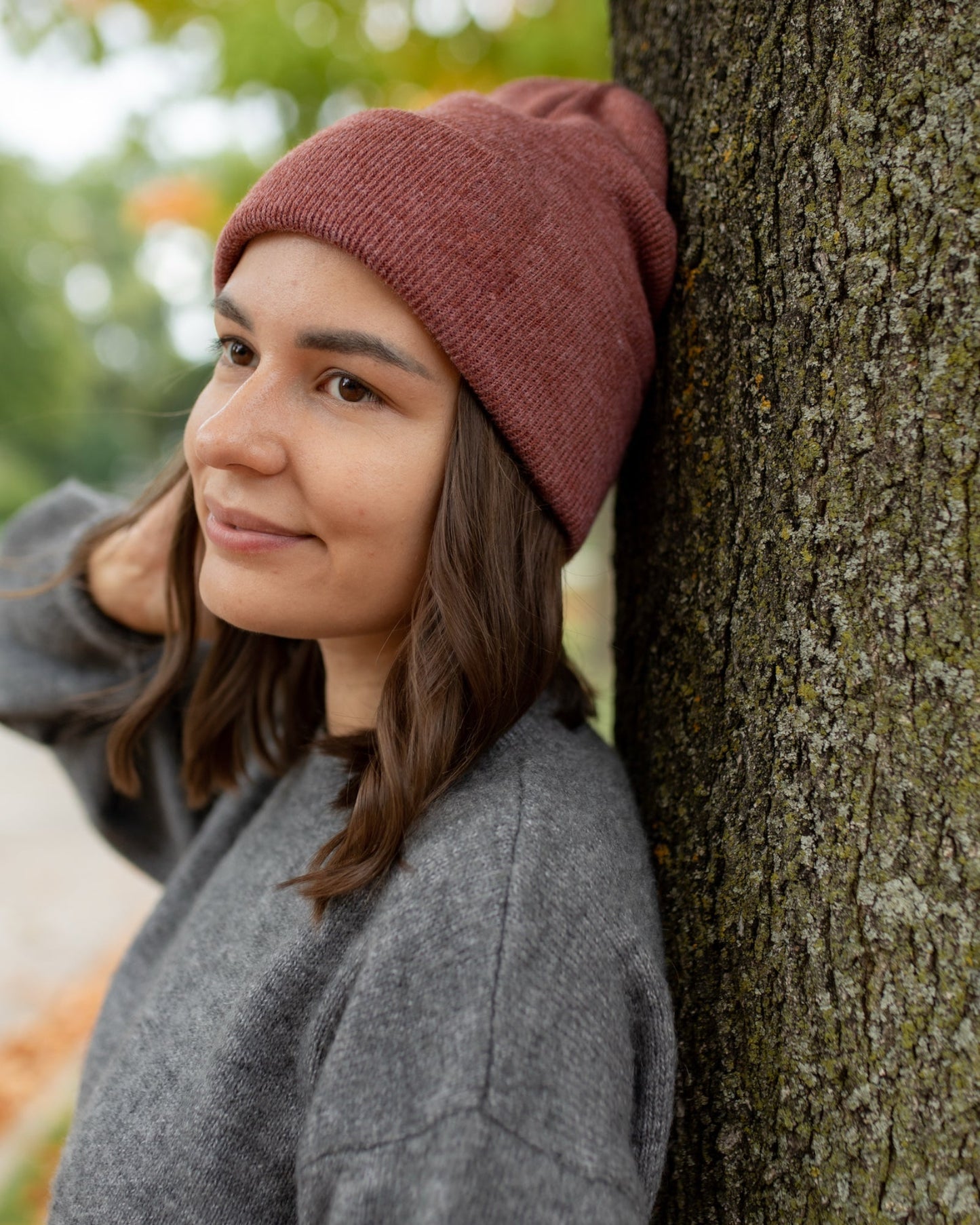 HAAKWEAR Traditional Silent Cuffed Beanie, Rusty Burgundy