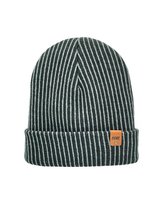 HAAKWEAR Cuffed Wide Ribbed Striped Beanie, Limited Edition, Gray/Black, Made in USA