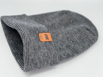 HW6132 Haakwear Theta Stitch Fusion Cuffed Beanie (Patent Pending Design)-Gray/Blue, Made in USA