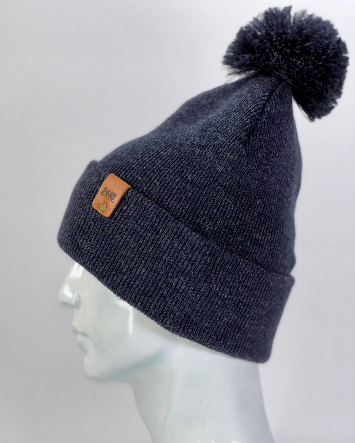 HW6071 HAAKWEAR Pom Pom Beanie - Made in USA - Denim Blue