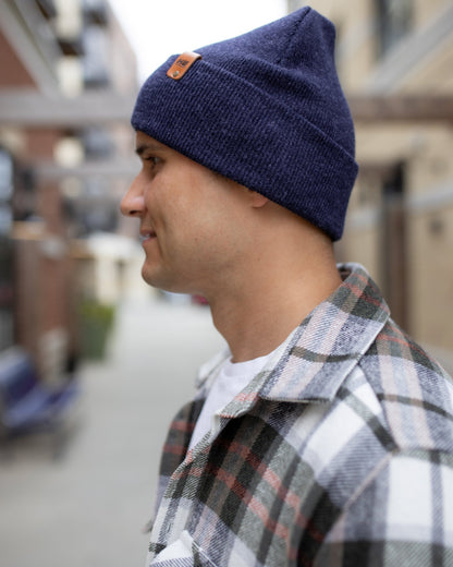 HAAKWEAR Knit Cuffed Beanie - Denim Blue, Made in USA