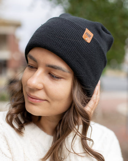 NEW HAAKWEAR Theta-Stitch Cuffed Beanie - Designed and Made in USA (Patent Pending Design) - Charcoal Black