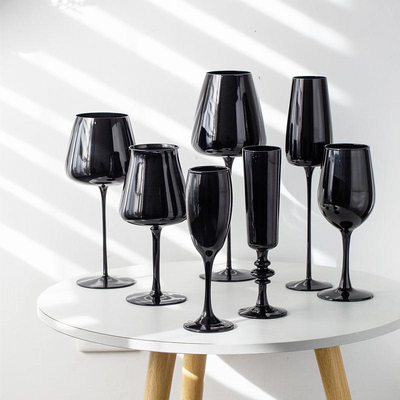 Sophisticated Shadows: Decorative Black Crystal Glassware Set