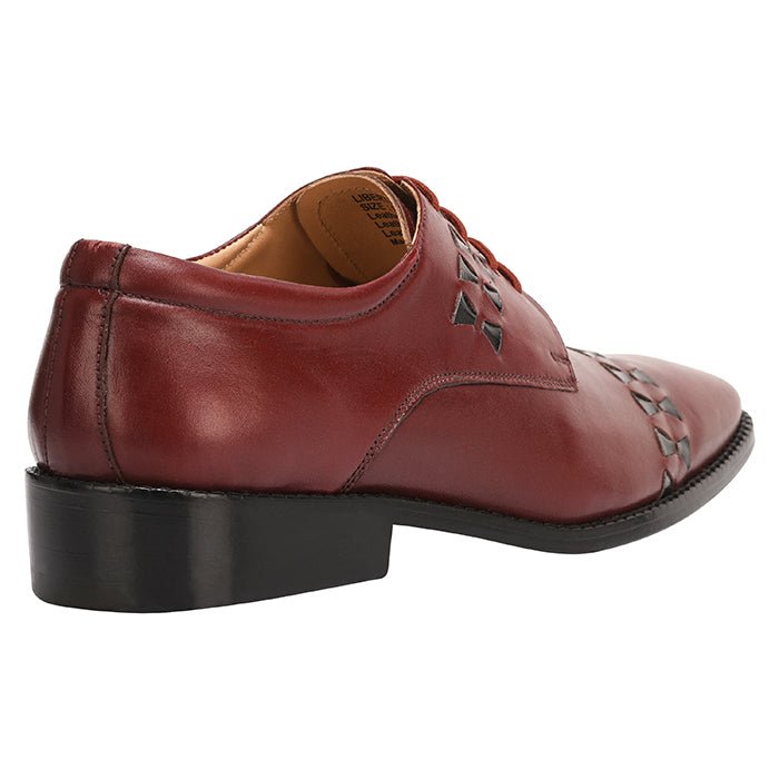 Carrey Leather Derby Style Dress Shoes for Men - Black and Burgundy Colors