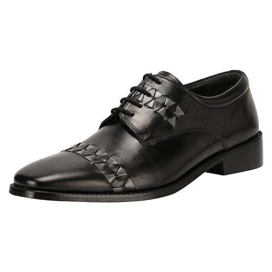 Carrey Leather Derby Style Dress Shoes for Men - Black and Burgundy Colors