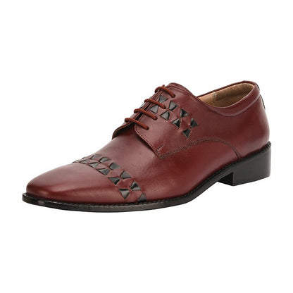 Carrey Leather Derby Style Dress Shoes for Men - Black and Burgundy Colors