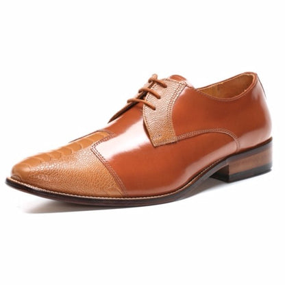 Charlie Leather Derby Style Men's Dress Shoes - Tan and Black Color