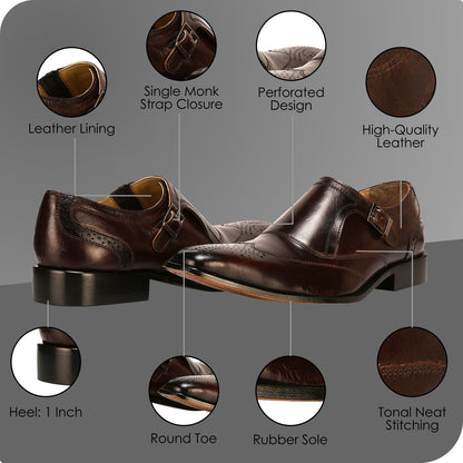 Clooney Leather Oxford Style Monk Straps