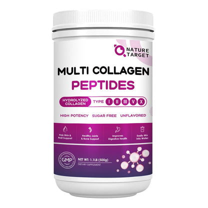 Hydrolyzed Multi Collagen Peptides Powder, with Hyaluronic Acid & Vitamin C