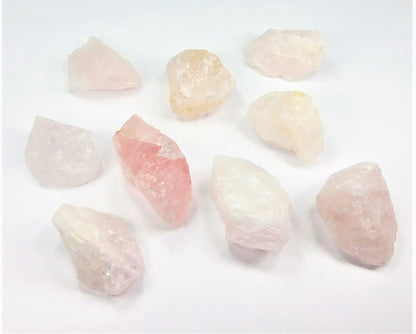 Rough Rose Quartz Crystal (3 Pcs) Raw Pink Stone Quality Display Piece Gemstones Rock Healing Crystals Natural Stones