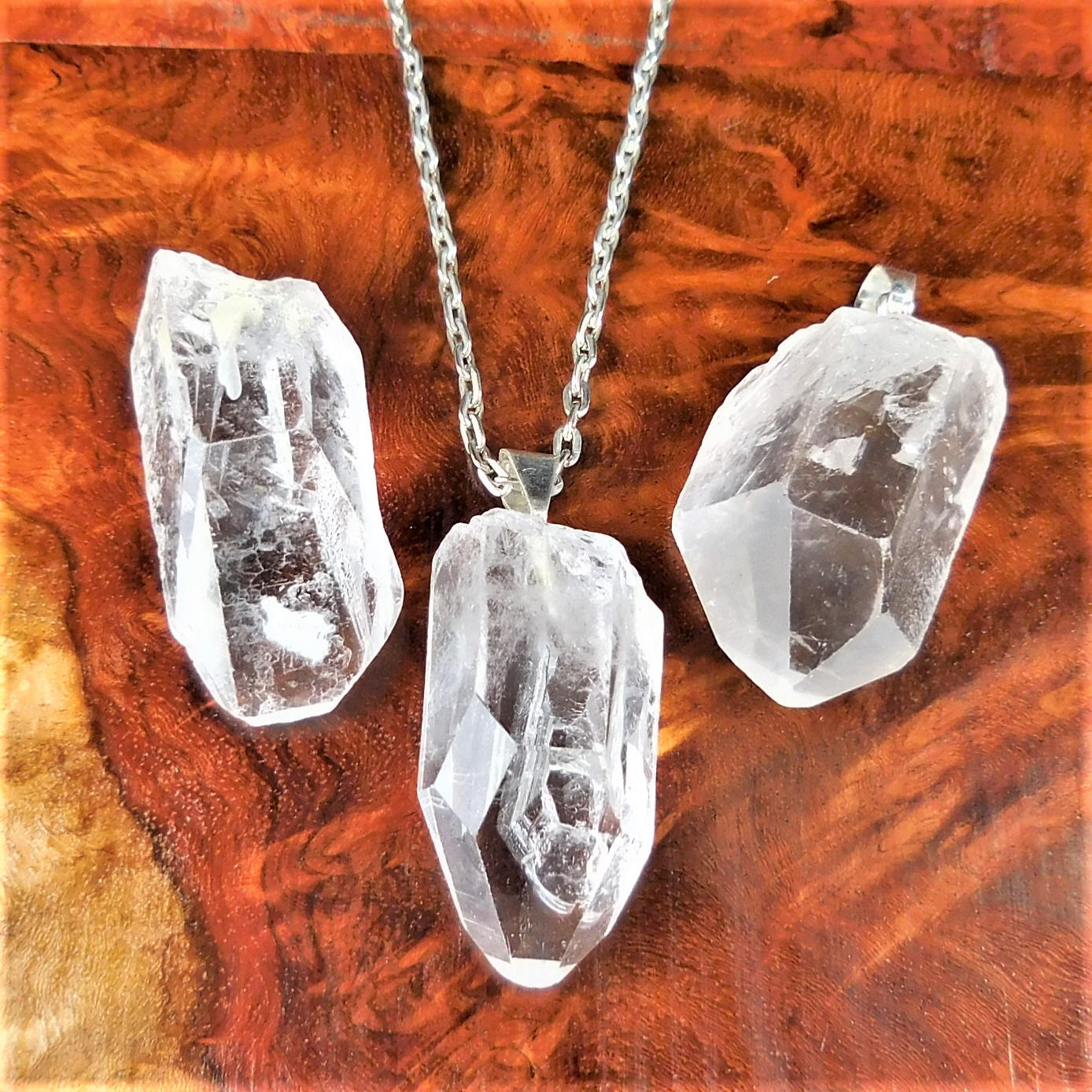 Raw Quartz Crystal Pendant Point Pendant Silver Necklace Charm Gemstone