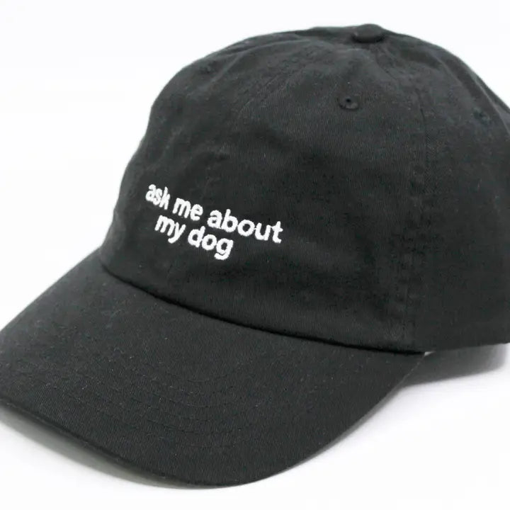 Ask Me About My Dog Embroidered Hat Black