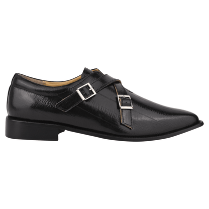 DONNA Leather Oxford Style Double Buckle Monk Straps Shoes For Men