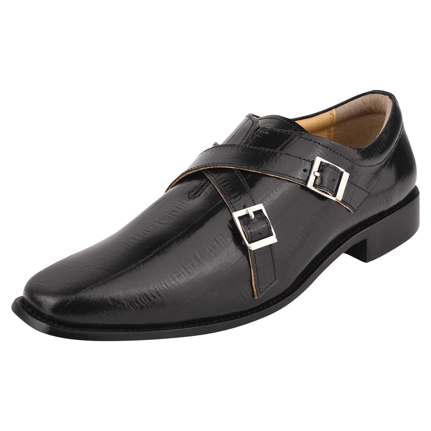 DONNA Leather Oxford Style Double Buckle Monk Straps Shoes For Men