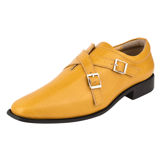 DONNA Leather Oxford Style Double Buckle Monk Straps Shoes For Men