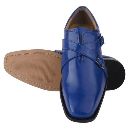 DONNA Leather Oxford Style Double Buckle Monk Straps Shoes For Men