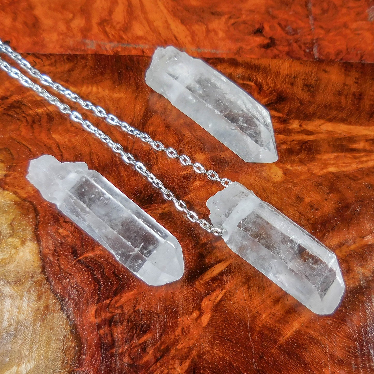 Drilled Quartz Crystal Points (5 pcs)(2mm Hole) Raw Pendant Wholesale Lot Charm Necklace Bead Jewelry Supply